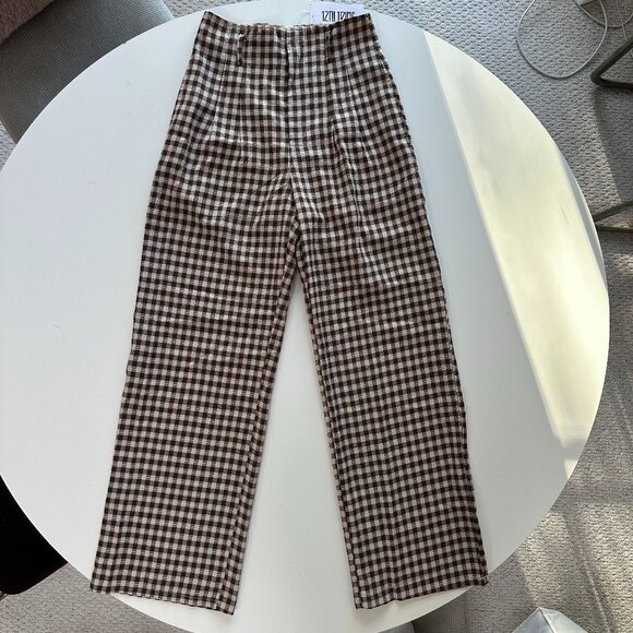 12th Tribe Pants - NWTs 12th Tribe Plaid Brown High Rise Straight Leg Pants S